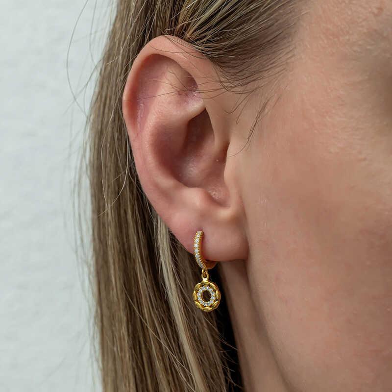 Silver Dangle Gold Hoop Women's Earrings