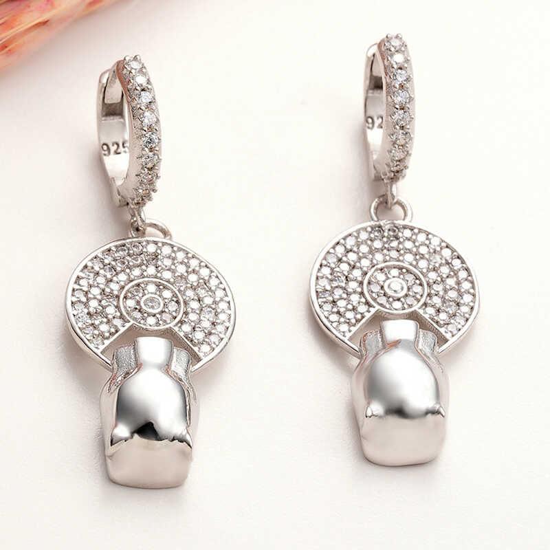 Silver Dangling Tiger Figured Women's Earrings