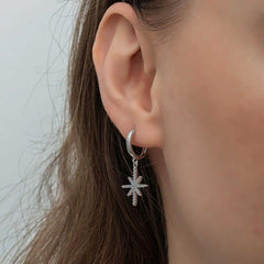 Silver Dangle Pole Star Women's Earrings