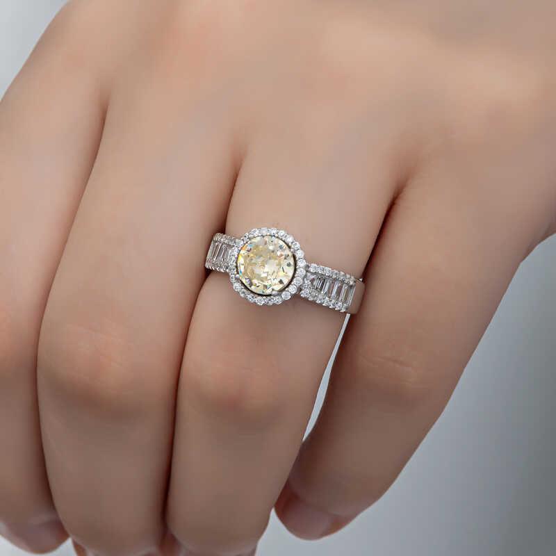 Silver Yellow Single Stone Women's Ring