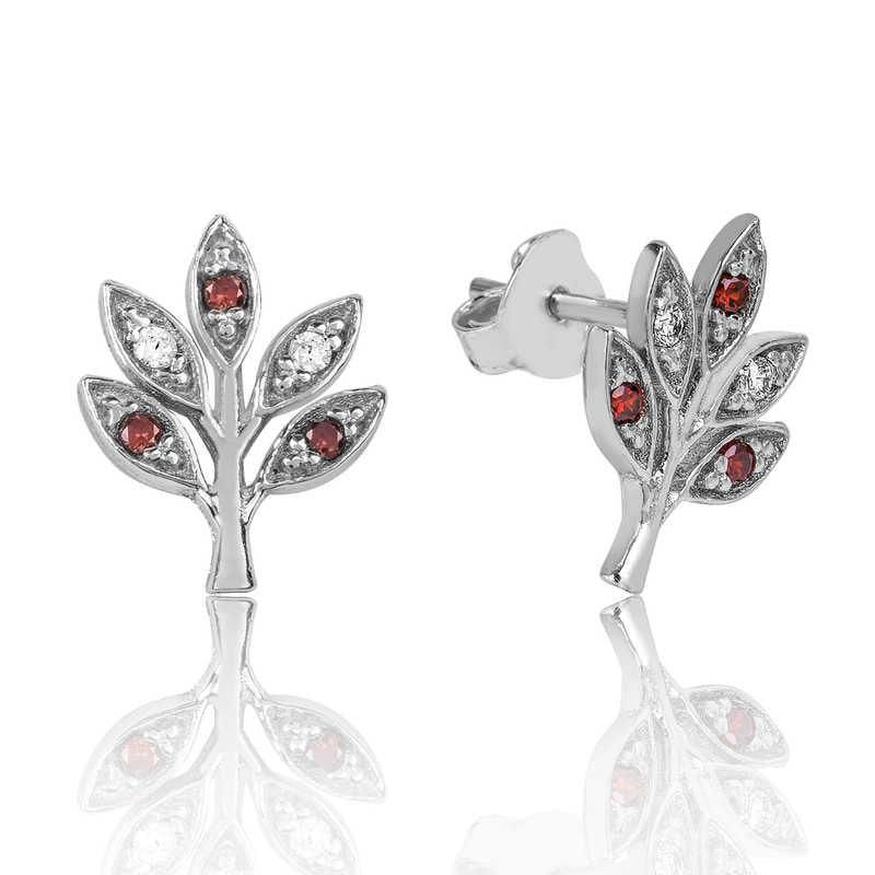 Silver Love Branch Studded Earrings