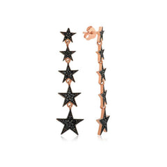 Silver Black Shooting Stars Earrings