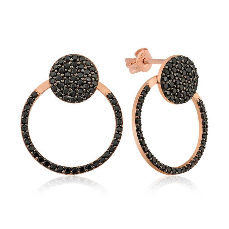Silver Black Hoop Earrings