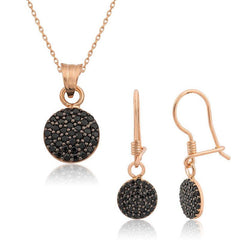 Silver Black Round Women Set