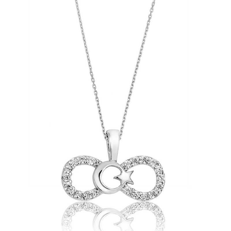 Silver Infinity Moon Star Women's Necklace