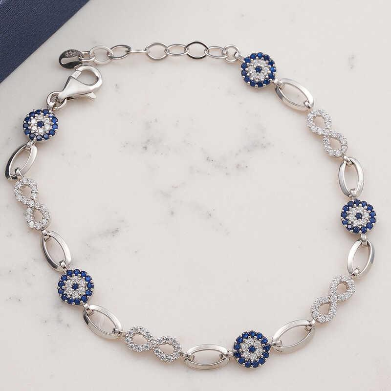 Bracelet femme argent infini mauvais œil
