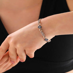 Bracelet femme argent infini mauvais œil