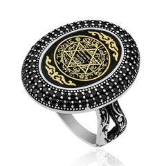 Bague pour femme en argent avec sceau de Salomon
