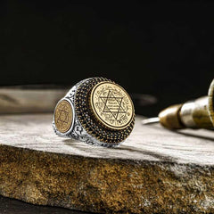 Silver Solomon Seal Men's Ring