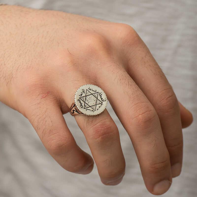 Bague homme en argent avec sceau de Salomon