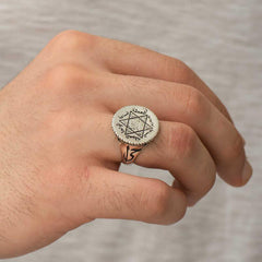 Bague homme en argent avec sceau de Salomon