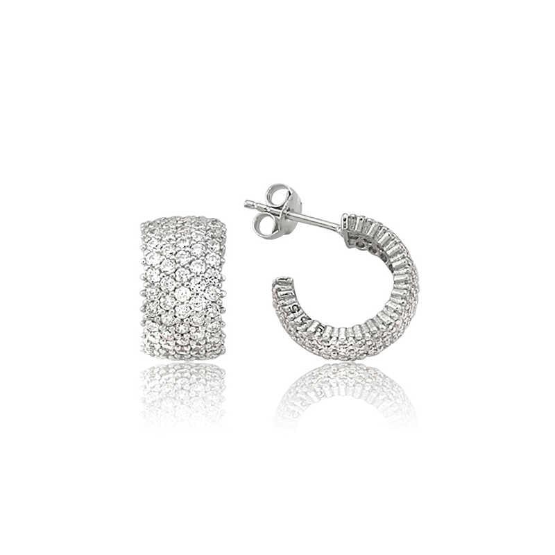 Silver Five Row White Tambour Earring