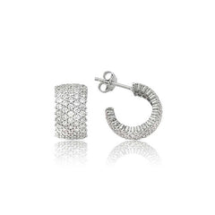 Silver Five Row White Tambour Earring