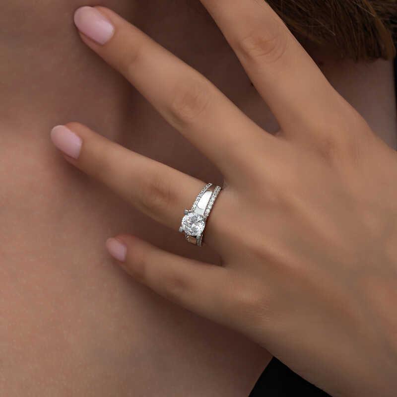 Silver Single Stone Women's Ring