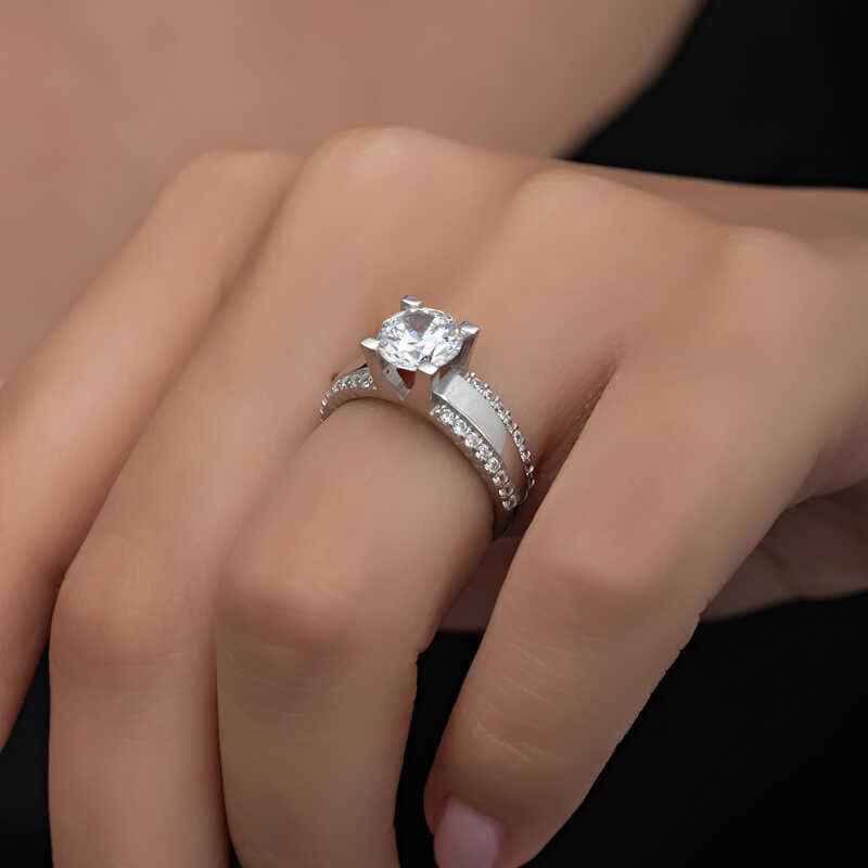 Silver Single Stone Women's Ring