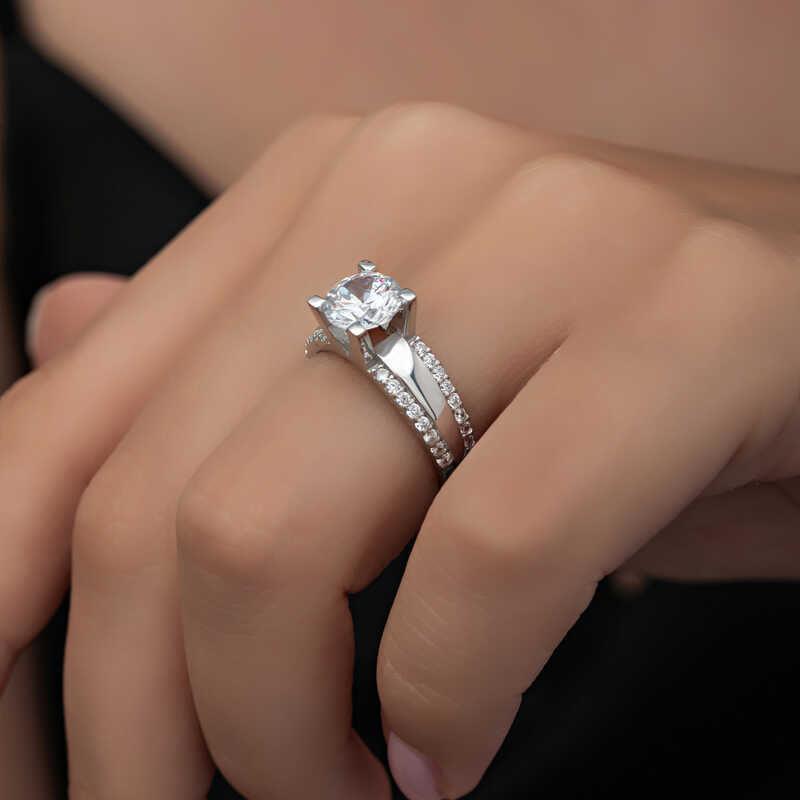 Silver Single Stone Women's Ring