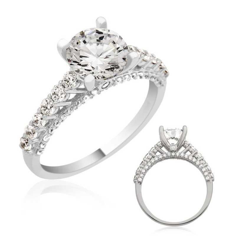 Silver Single Stone Women's Ring