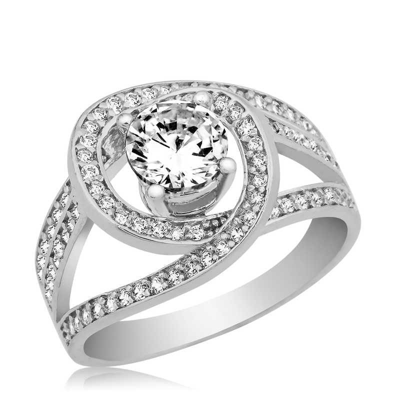 Silver Single Stone Women's Ring