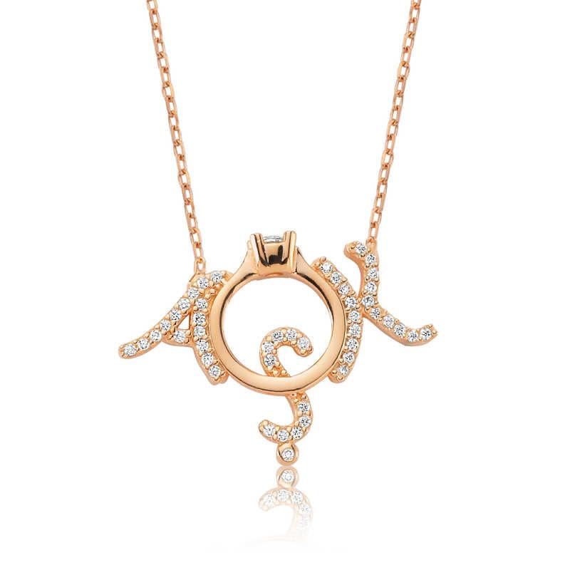Silver Single Stone Love Women's Necklace