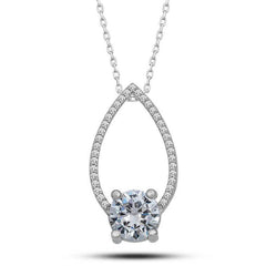Silver Solitaire Drop Women's Necklace