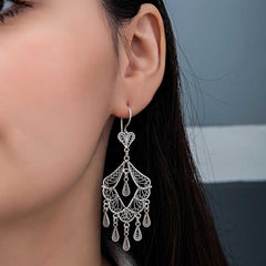 Silver Filigree Dangle Women's Earrings
