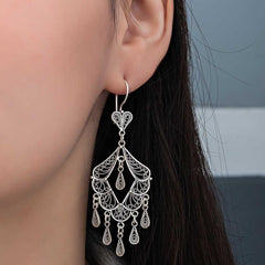 Silver Filigree Dangle Women's Earrings