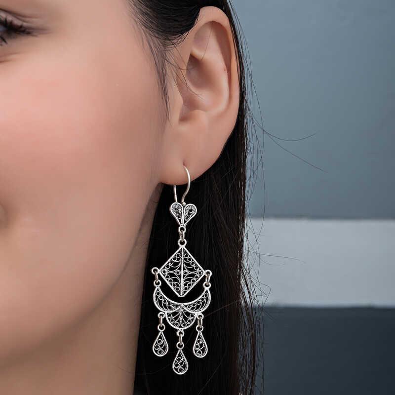 Silver Filigree Dangle Women's Earrings