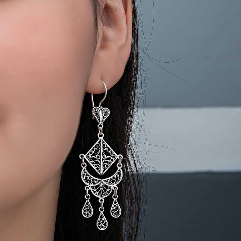 Silver Filigree Dangle Women's Earrings