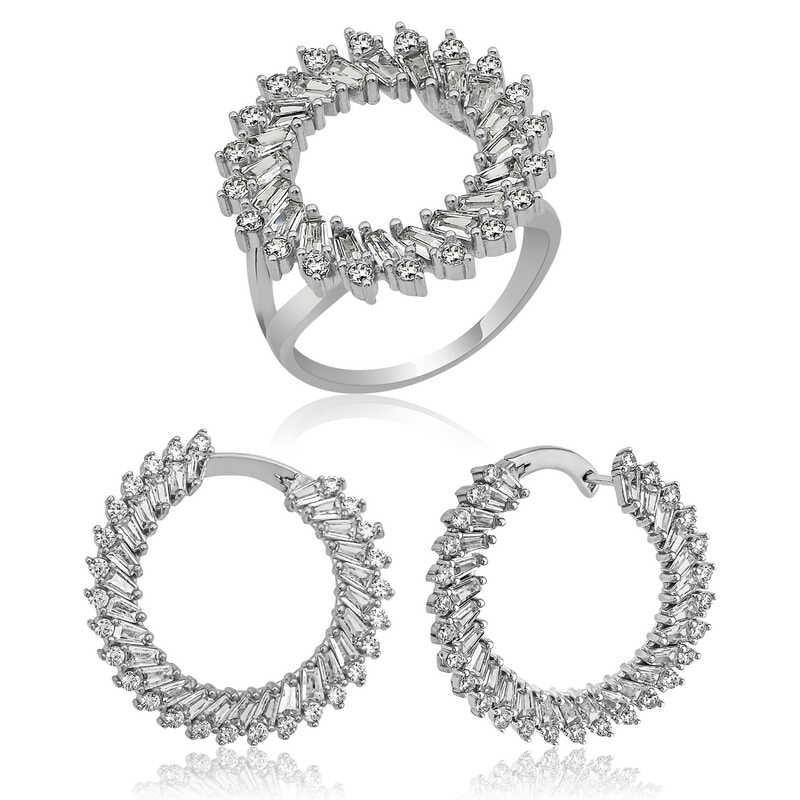 Silver Trapezoid Stone Women's Set