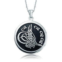 Silver Round Tughra Women's Necklace 