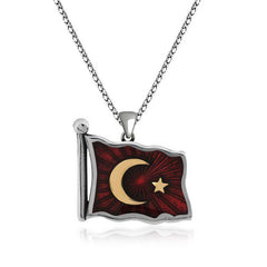 Silver Turkish Flag Necklace
