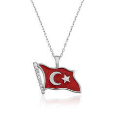 Silver Turkish Flag Women's Necklace