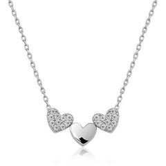 Silver Three Heart Necklace