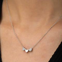 Silver Three Heart Necklace