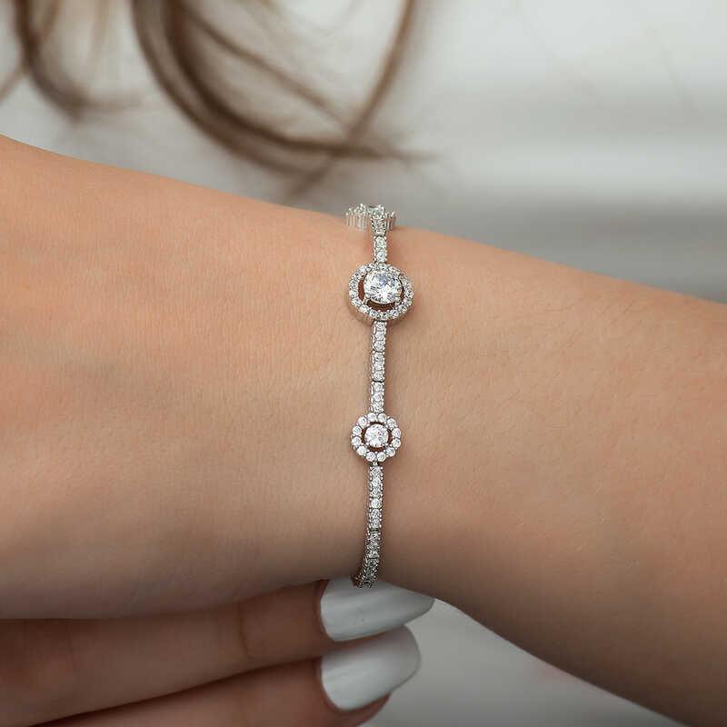 Bracelet femme en argent à trois pierres Waterway