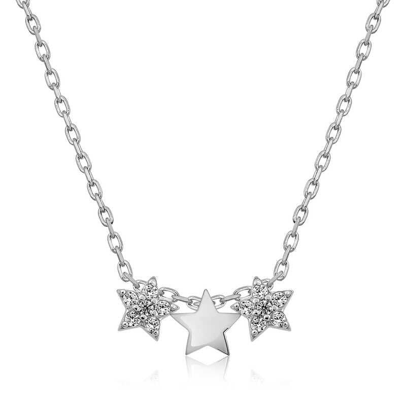 Silver Three Star Necklace