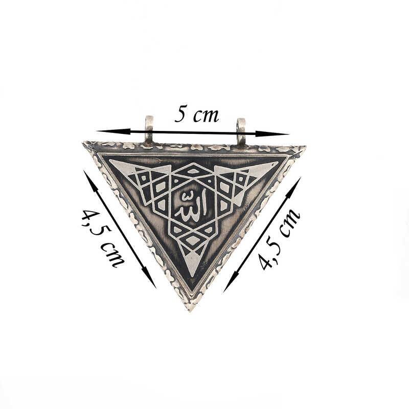 Silver Triangle Openable Allah Amulet Necklace