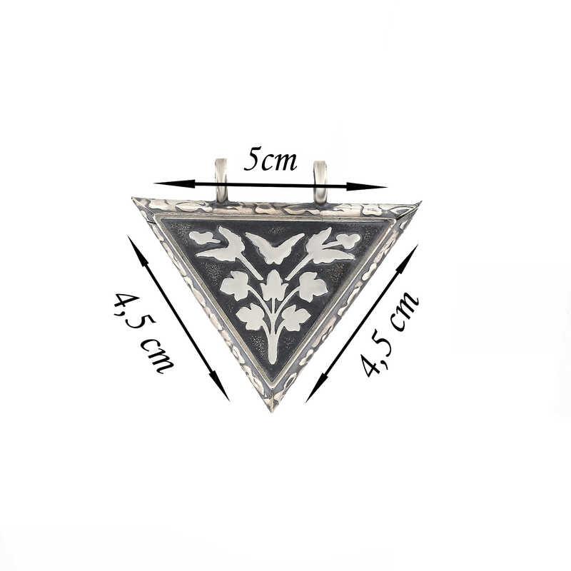 Silver Triangle Openable Flower Amulet Necklace