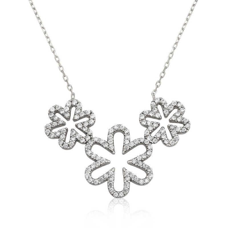 Silver Triple Daisy Women's Necklace
