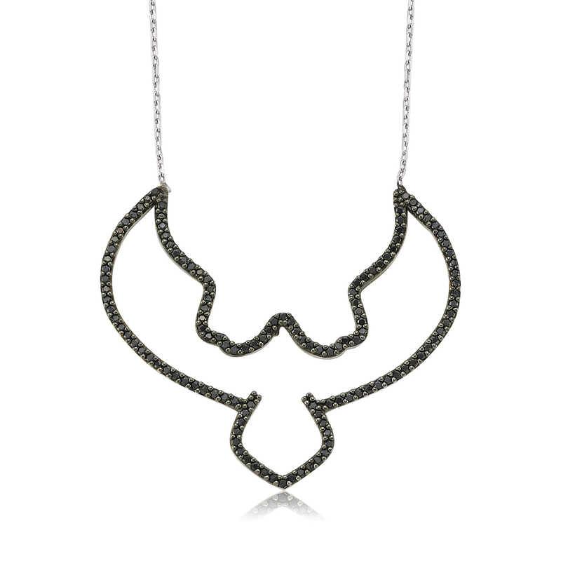 Silver Black Eagle Women's Necklace