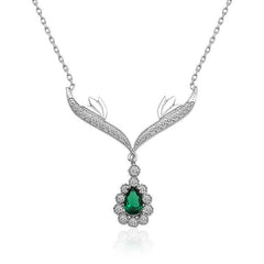 Silver Green Stone Medallion Women's Necklace