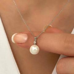 Silver Round Pearl Women's Necklace