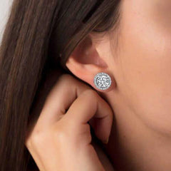 Boucles d'oreilles en argent avec diamants ronds montés