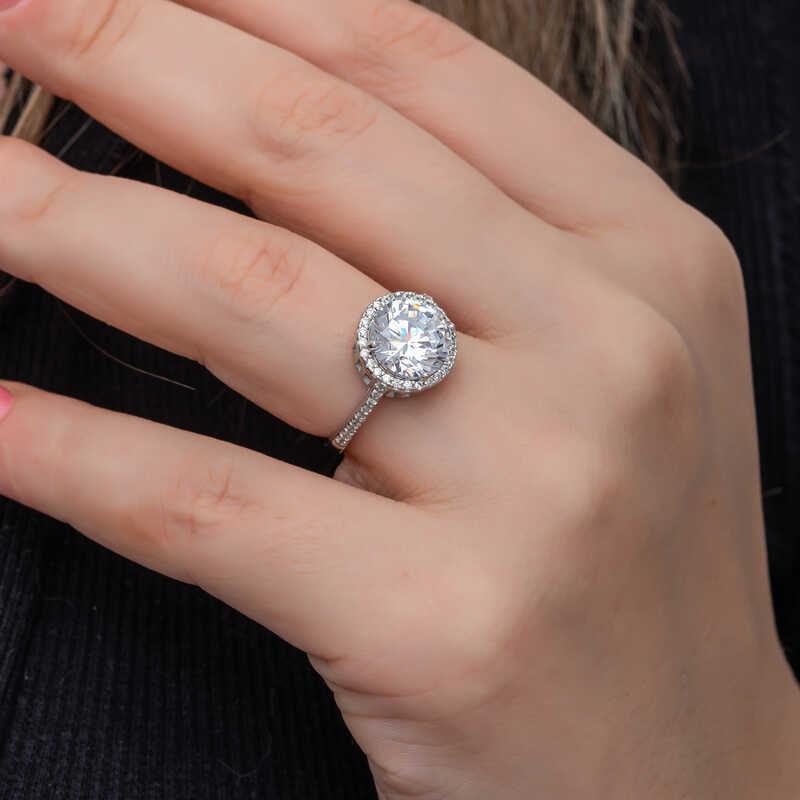 Silver Round Mounted Single Stone Women's Ring