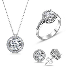 Silver Round Mounted Single Stone Set