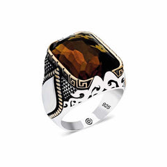 Silver Zircon Zultanite Stone Square Men's Ring