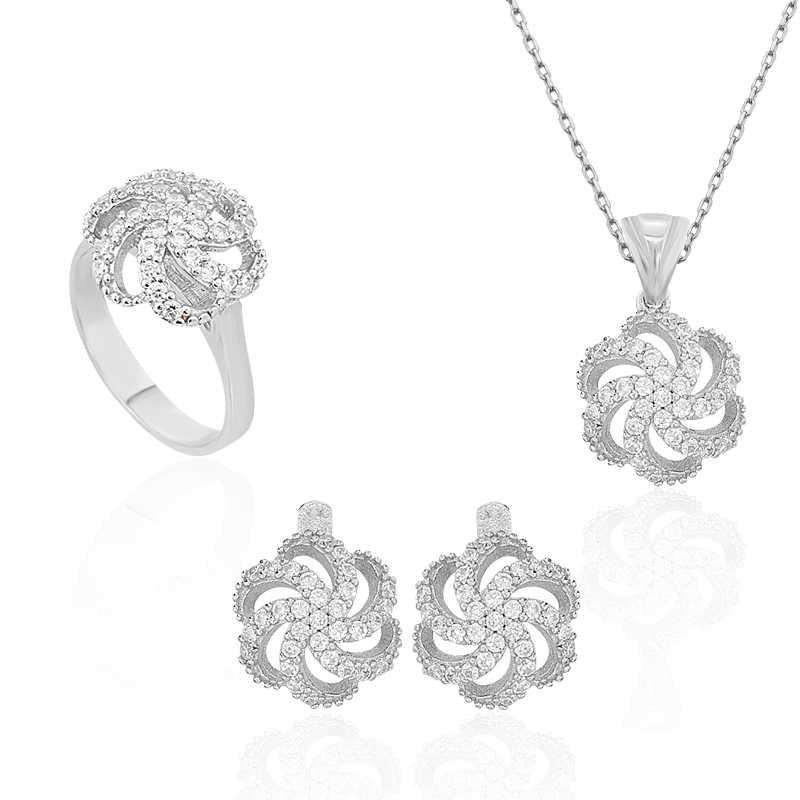 Silver Floral Patterned Women's Set