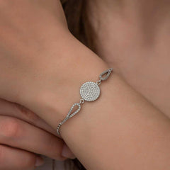 Silver Zircon Stone Circle Bracelet