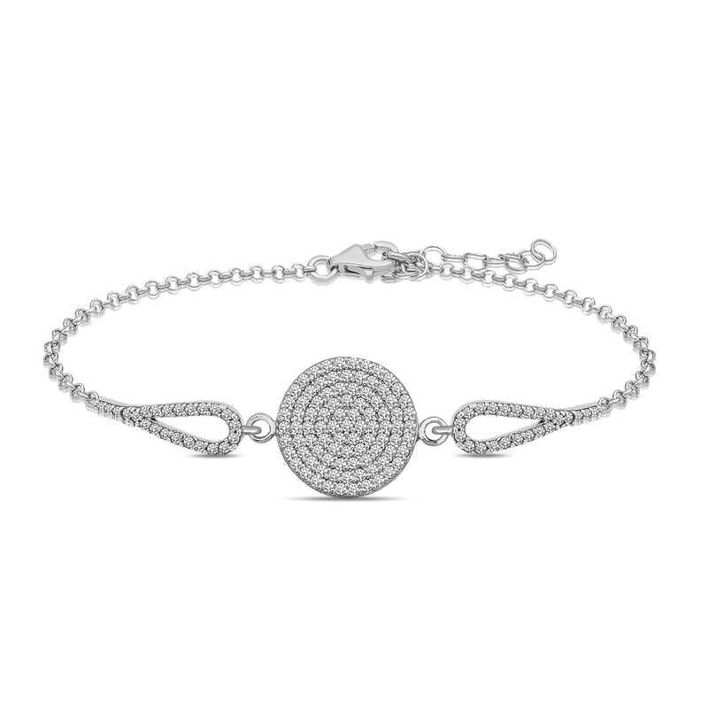 Silver Zircon Stone Circle Bracelet