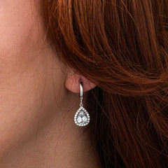 Silver White Zircon Stone Drop Women's Set
